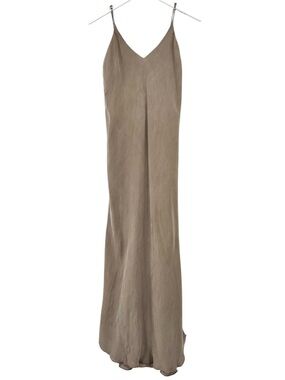 OZMA Anaise Gray Adjustable Spaghetti Strap Bias Cut Cupro Slip Maxi Dress
